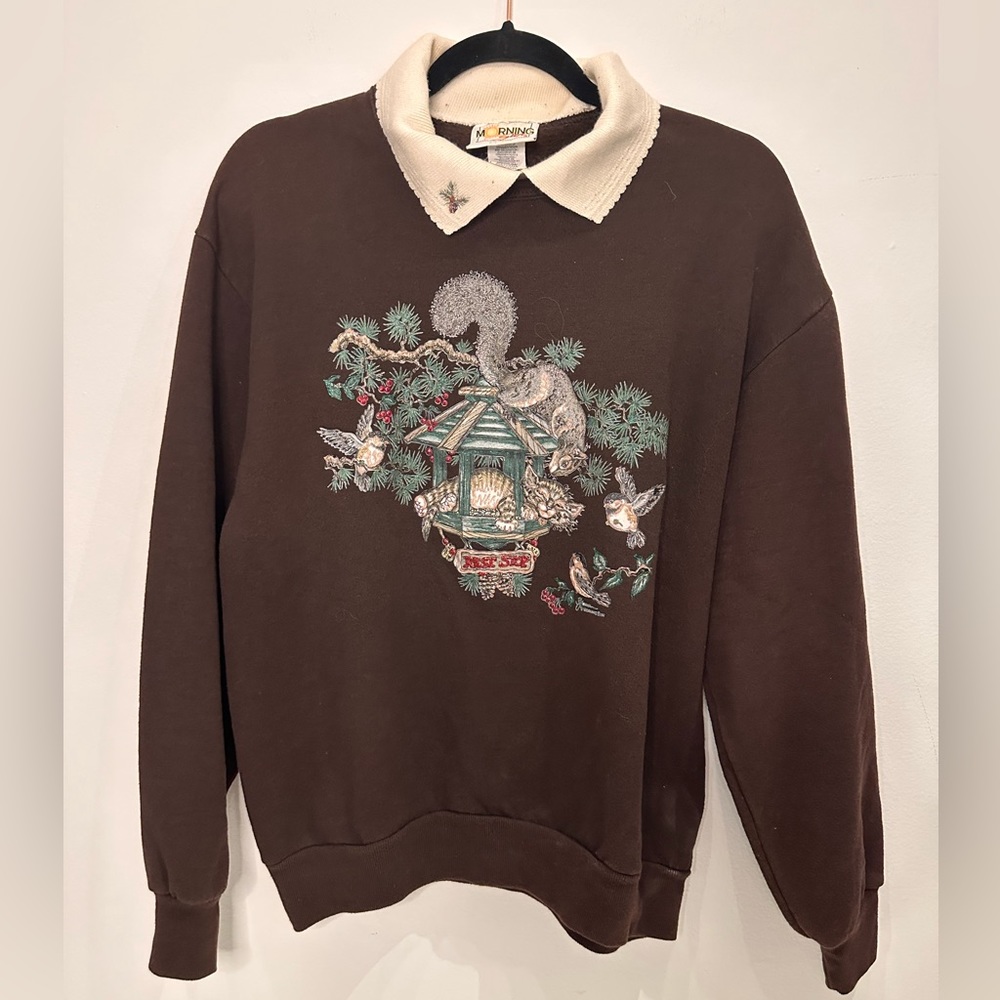 Vintage Cottage Core Cat Sweatshirt Size Medium